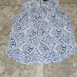 Tommy Hilfiger White and Blue Paisley Blouse
